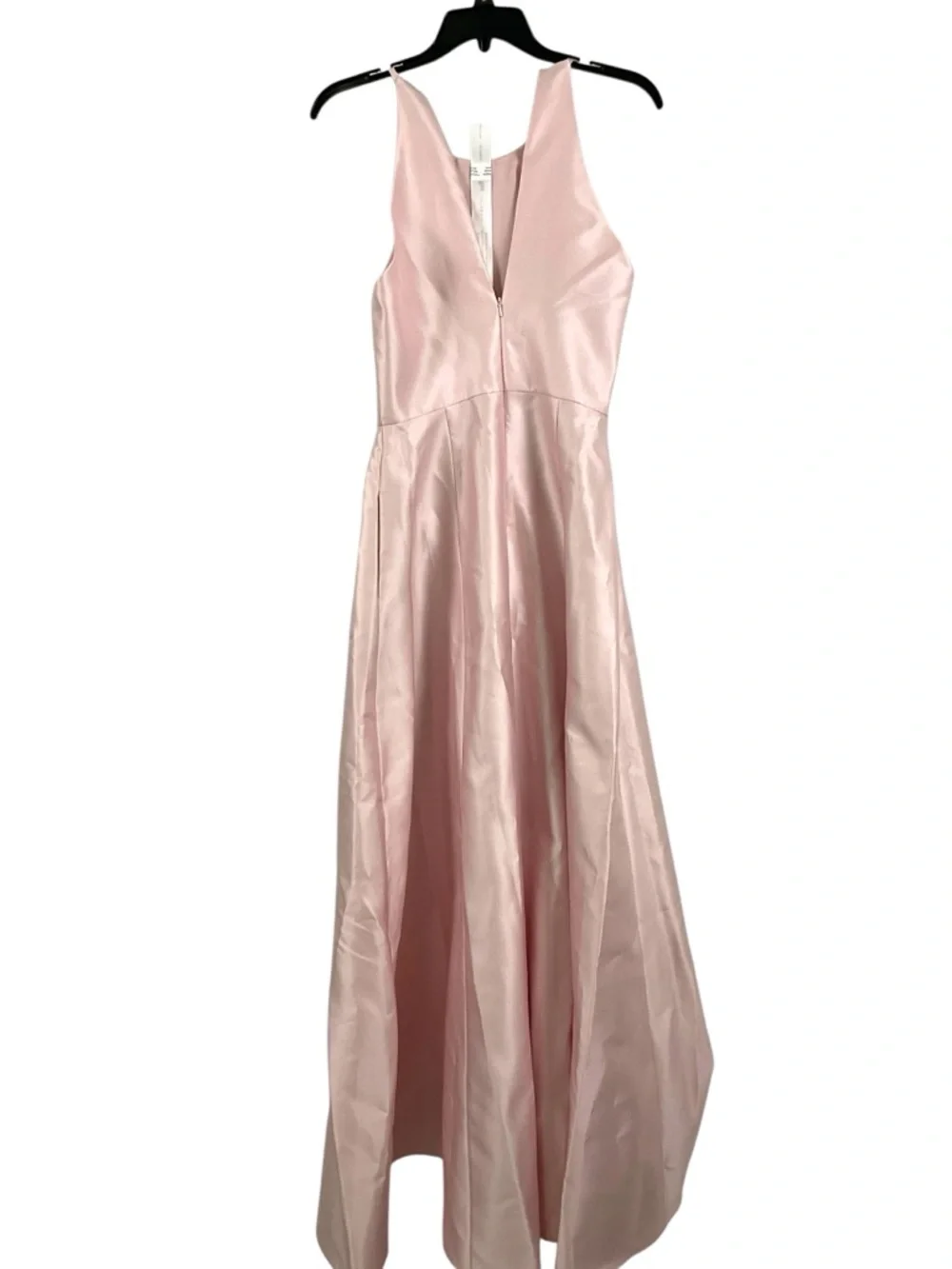 ALFRED SUNG Ballet Pink Satin Jewel-Neck Halter A-Line Maxi Dress - Picture 4 of 7